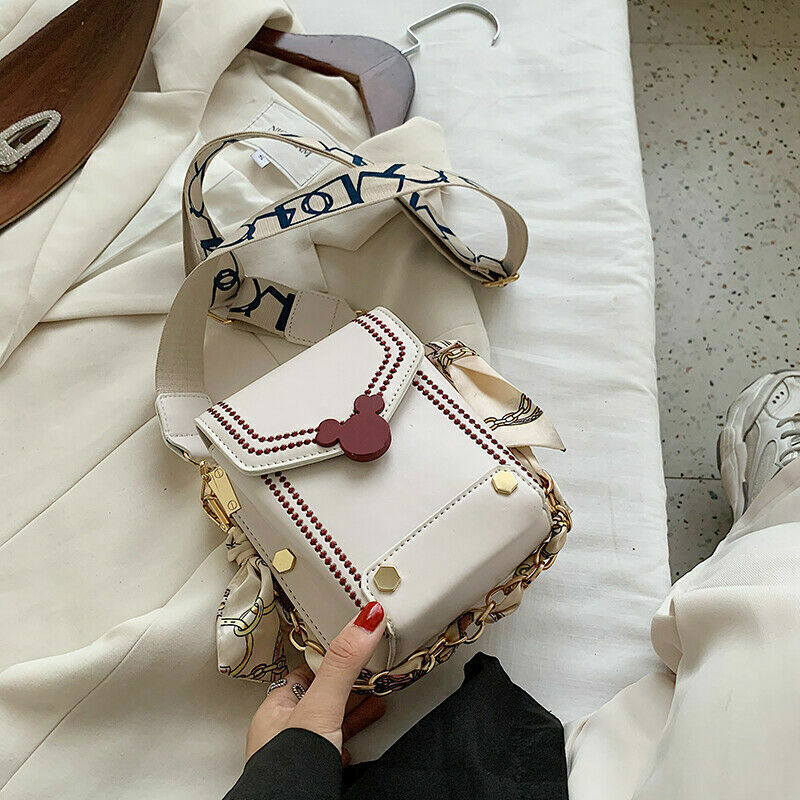 PU Leather Crossbody Bags For Women small Shoulder Handbag Chain Bag