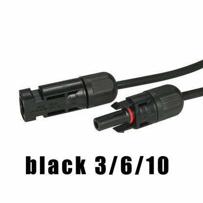 Black+Red 10 AWG Solar Panel Extension Cable Silicone Flexible Wire Connectors