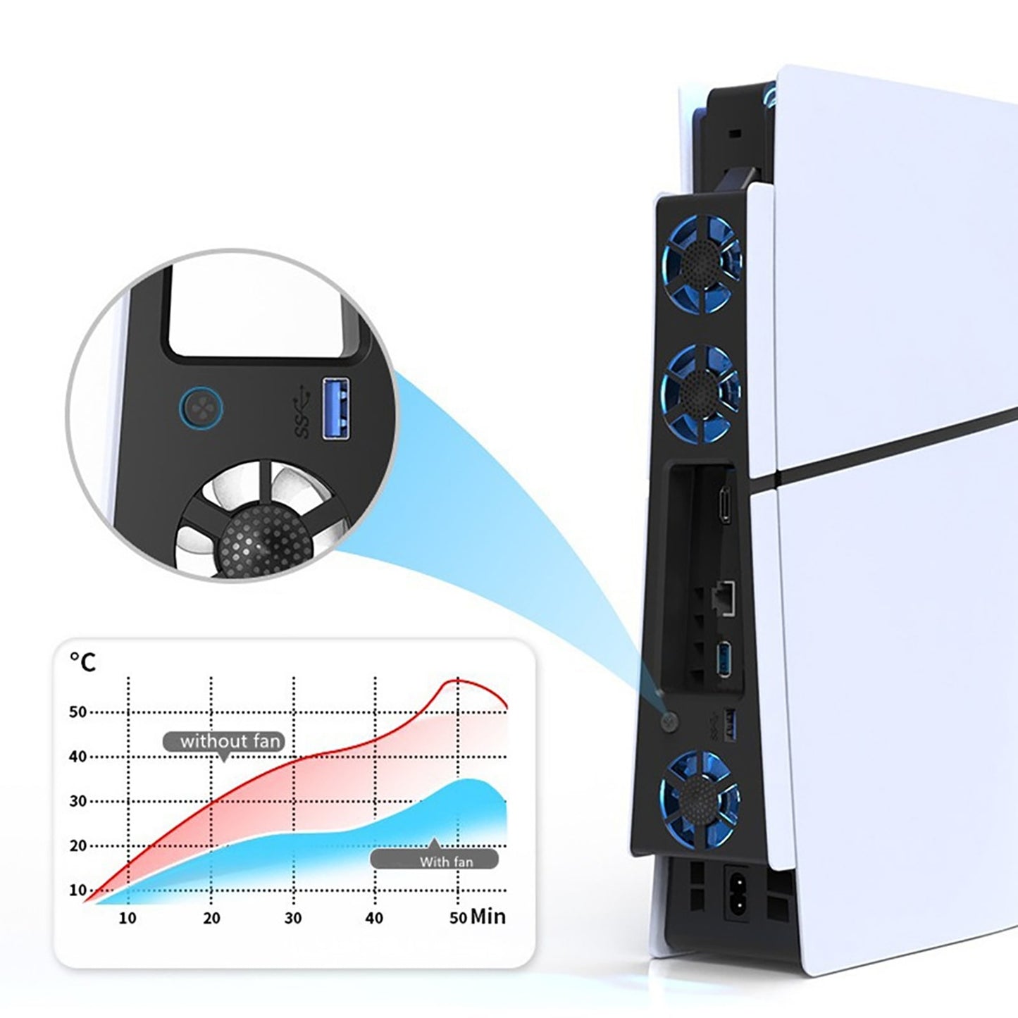ABS Console Host Cooling Fan Cooler Accessories For Sony PlayStation 5 Slim