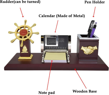 Wooden Pen Holder Pencil Holder With Calendar Rudder Decor For Home Office Gift