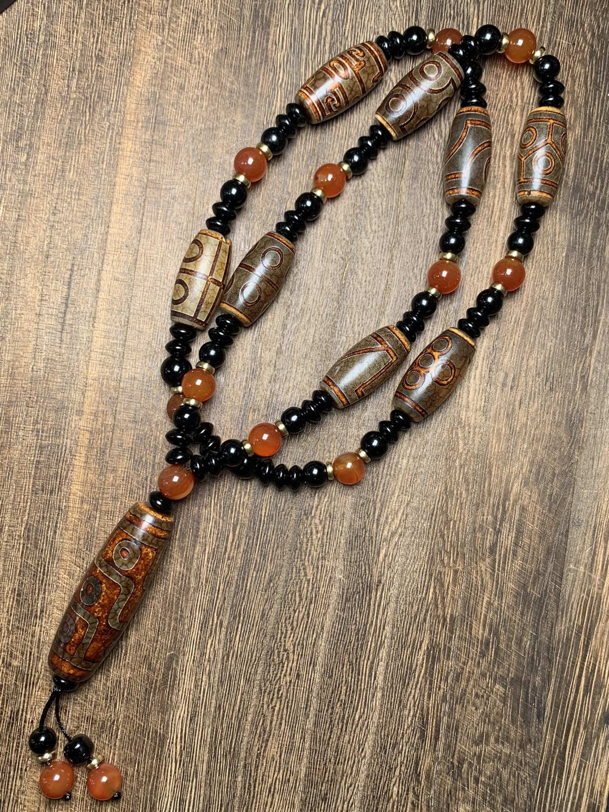 Collection Tibetan Style Old Agate Three~Nice Eyes Dzi Bead Amulet Pendant 2