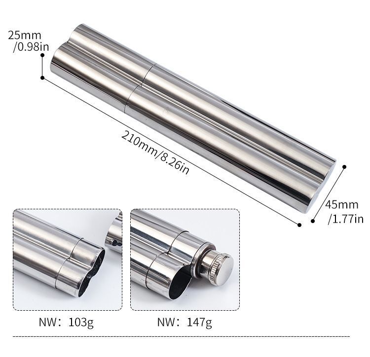 Cigar Tube Storage Cases Stainless Steel Humidor Travel Tobacco Cigarette Holder