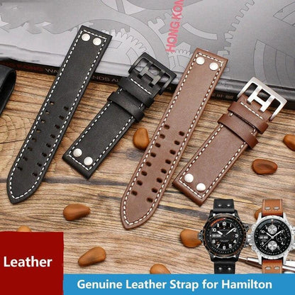 Genuine Leather Watches Straps For Hamilton Khaki Aviation H77755533 H77616533