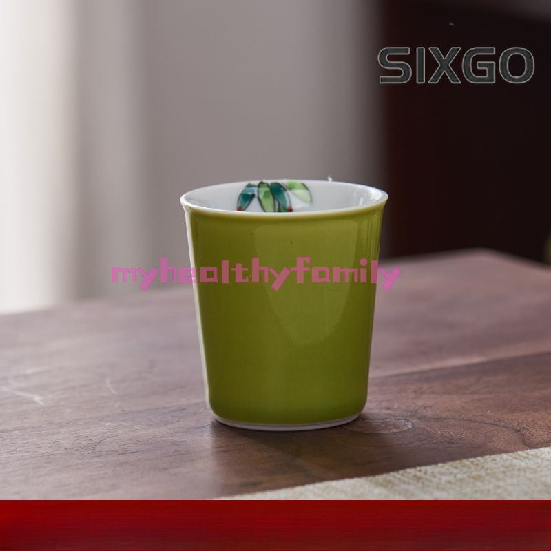 1pc Hand Drawn Tea Cup Single Cup Master Cup Tea Cup Green Color Pink Color