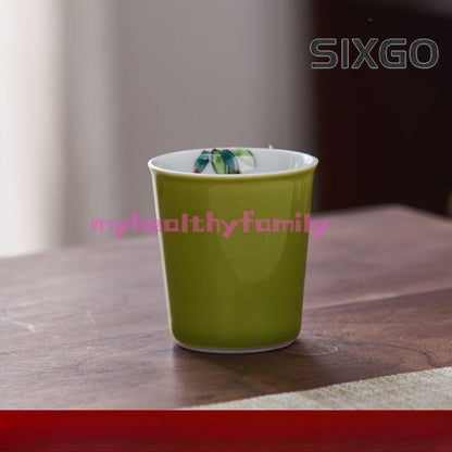 1pc Hand Drawn Tea Cup Single Cup Master Cup Tea Cup Green Color Pink Color