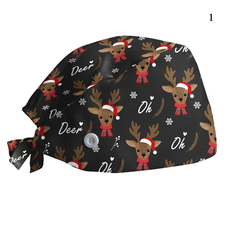 Printed Surgical Cap Adjustable Nurse Cap Baotou Cap Surgical Cap Christmas Hat