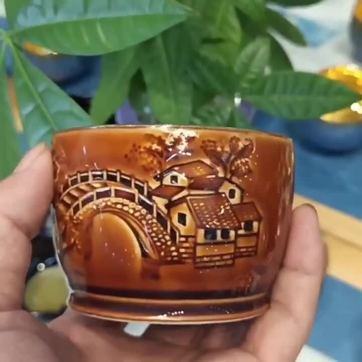 Creative Tea Cup Handmade Relief Ceramic Gilding Master Cup Chinese Kungfu Cup