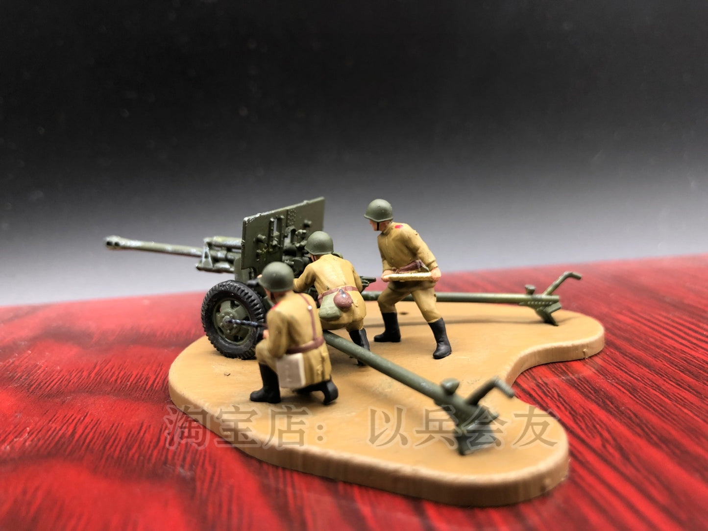 1: 72 Soviet World War II ZIS-3 Anti-tank gun +3 Artillery Soldier Model