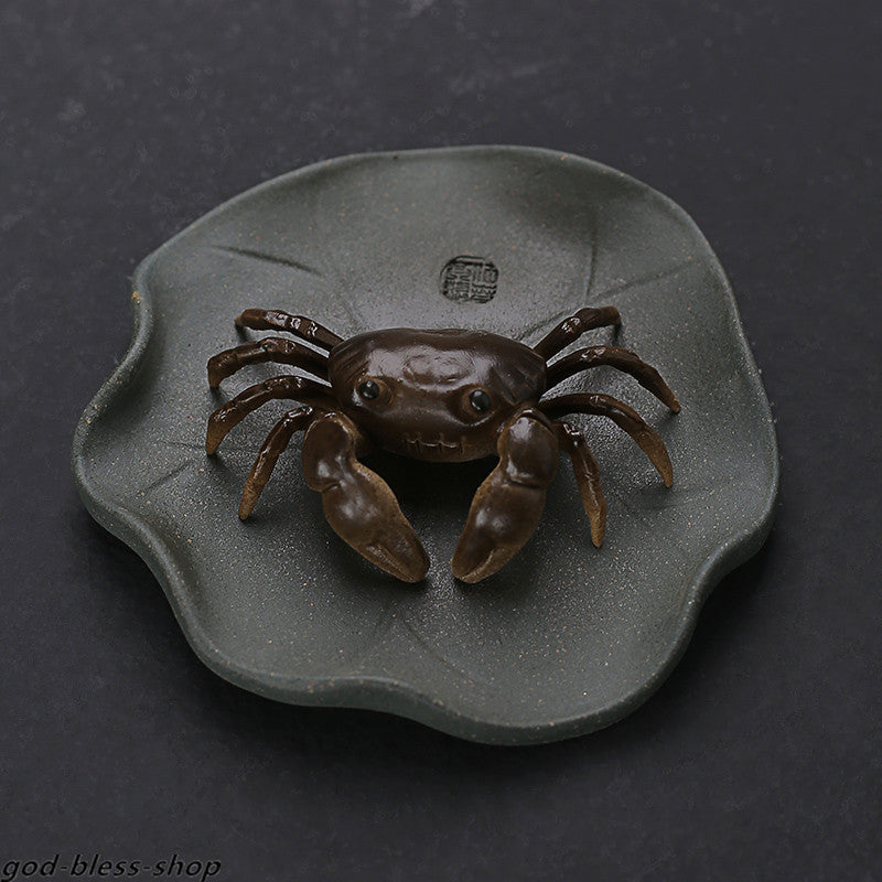 Creative Zisha Tea Pet Color Change Crab On Lotus Yixing Purple Clay Tea Play