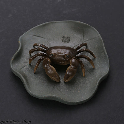 Creative Zisha Tea Pet Color Change Crab On Lotus Yixing Purple Clay Tea Play