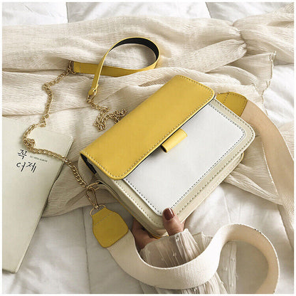 Fashion Simple Travel Handbag Female Contrast Color Leather Crossbody Bags Girls