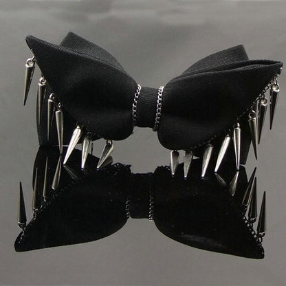 Men Fashion Neckties Cotton Black Punk Rivets Rock Style Bow Ties Hip Hop 12x6cm