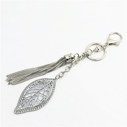 Leaf Shape Keychain Bag Hanging Ornament Tassel Chain Decorative Bag Pendant