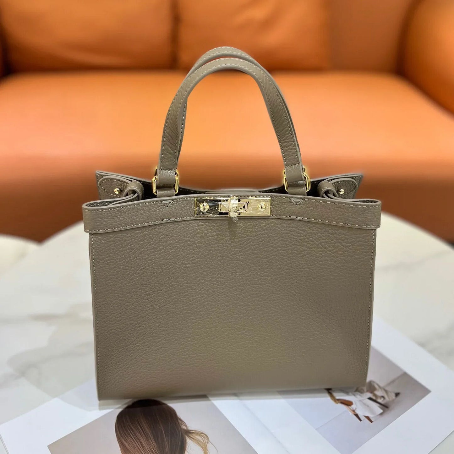 Autumn and Winter Layer Cowhide Handbag Leather Shoulder Satchel Briefcase
