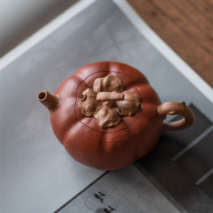 Chinese Yixing Zisha Jiangpo Clay Handmade Persimmon Shape Tea Pot Marked Teapot