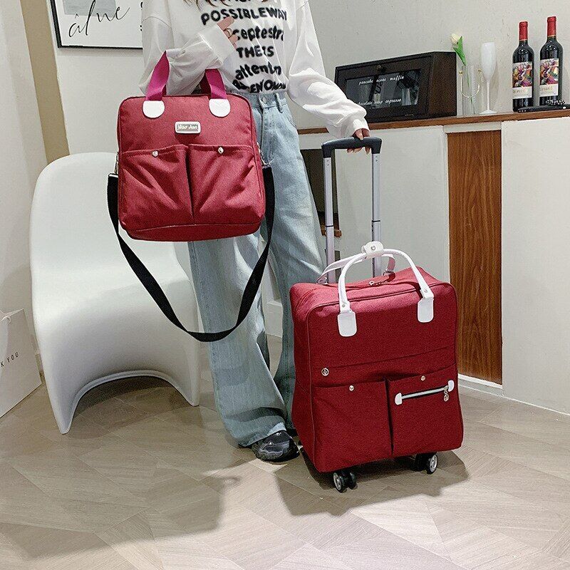 2PCS/SET Wheeled Bag Women Travel Backpack Girl Wheels Trolley Bags Suitcase Bag