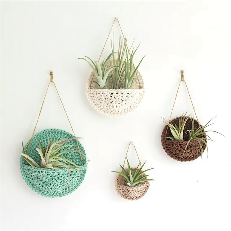 Air Plant Holder Cotton Hand Weaving Multicolor Macrame Bohemian Planter 10-15cm