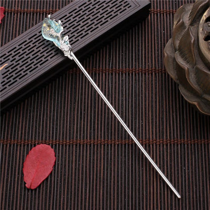 Women Hair Stick Metal Glaze Chopstick Hairwear Retro Chinese Hanfu Accessories