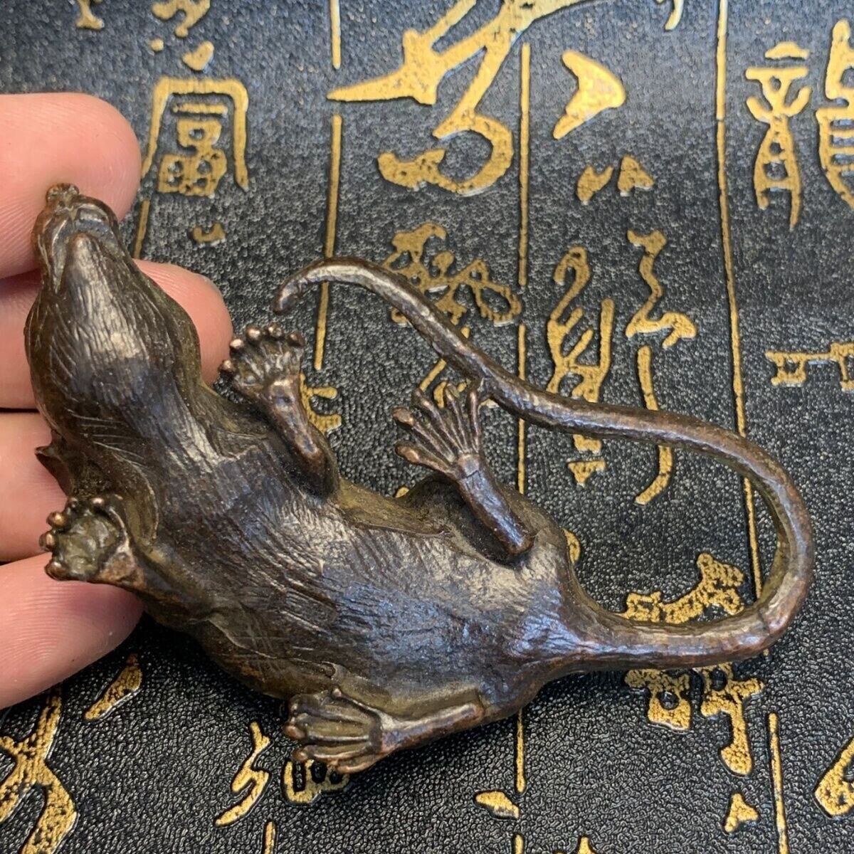 china bronze fengshui mouse Figure statue netsuke collectable table decoration