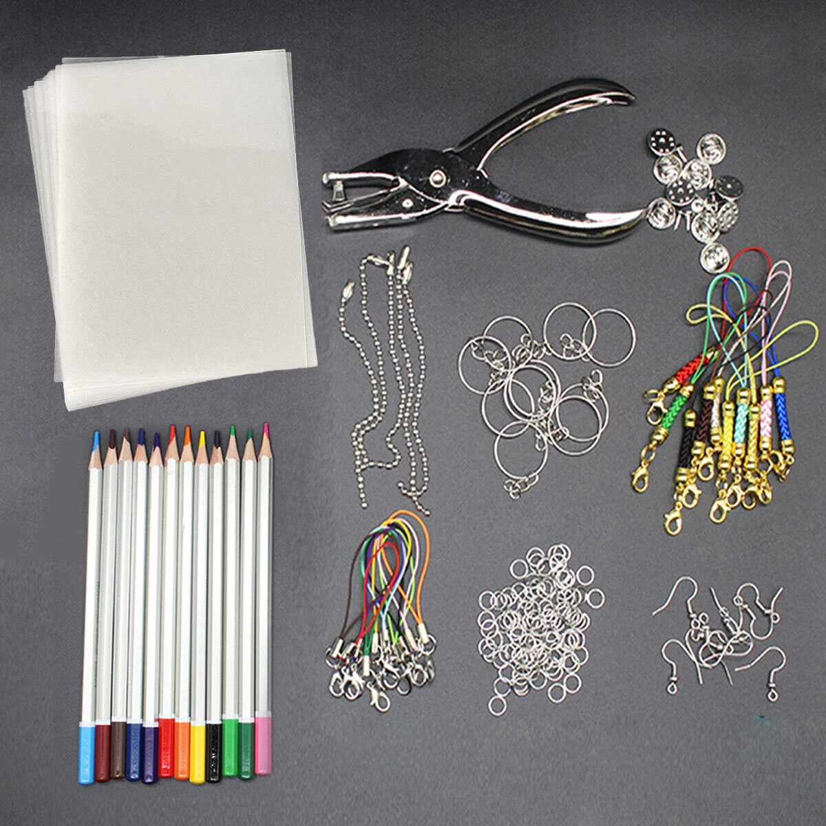 Heat Shrink Paper Kit 188Pcs Plastic Sheet DIY Keychains Pendant Craft Art Tools