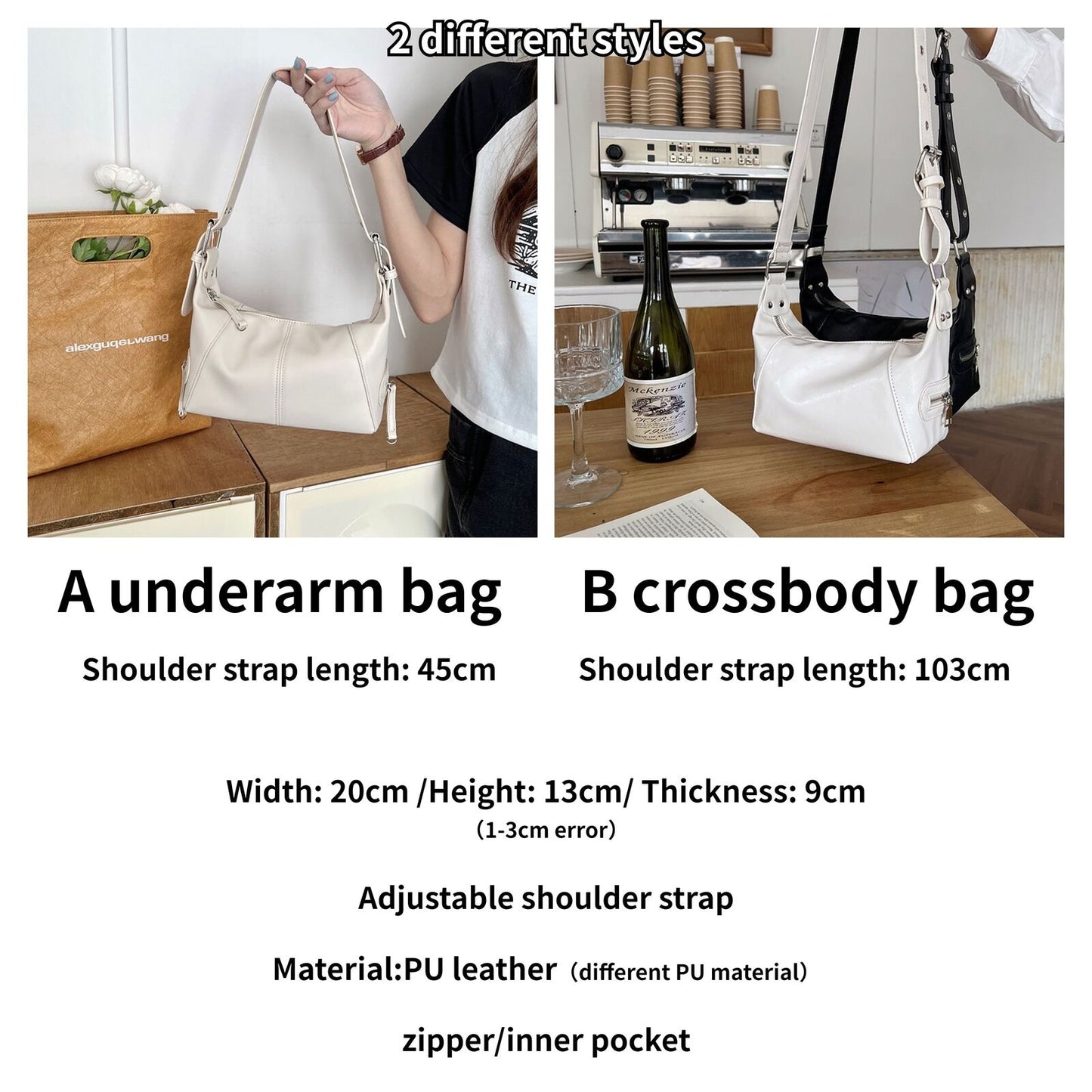 Hobos Small Shoulder Bags Soft Synthetic Leather Underarm Retro Purse Handbags