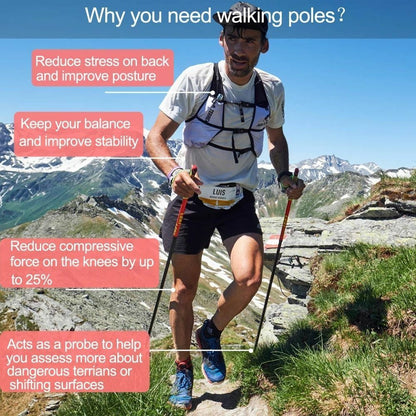 2pcs/lot Nordic Walking Sticks Hiking Aluminum Telescopic Trekking Pole 3 Joints