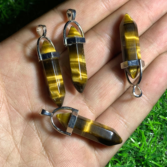 4pc Natural Tiger's eye Quartz Crystal Necklace Pendant healing