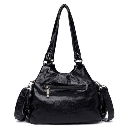 Vintage PU Leather Women Handbag Soft Crossbody Shoulder Bag Tote Double Handles