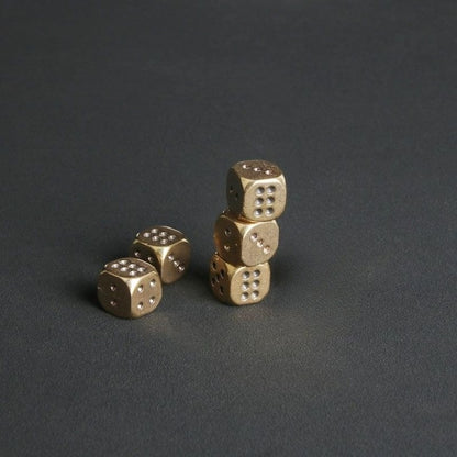 Solid Brass 11mm Dice Small Metal Gaming Cube Mini Copper Ornament 5pc