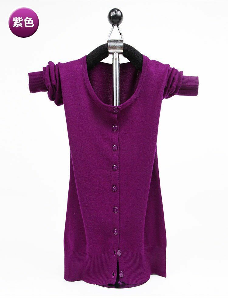 Women Sweater Cashmere Basic Cardigan O-Neck Long Sleeve Wool Knitted Solid Soft