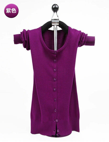 Women Sweater Cashmere Basic Cardigan O-Neck Long Sleeve Wool Knitted Solid Soft
