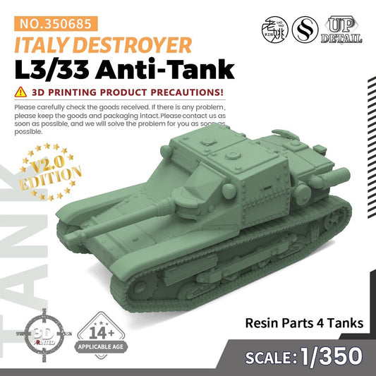 SSMODEL SS350685 1/350 Military Model Kit Italy L3/33 Anti-Tank Destroyer