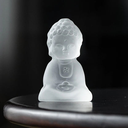8.5cm Glass Rulai Buddha Tea Pet Ornament Statue Kung Fu Tea Tray Accessories