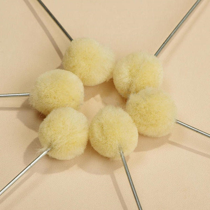 New 50pcs/Set Leather Tool Wool Daubers Ball Brush Leather Dye Tool Metal Handle