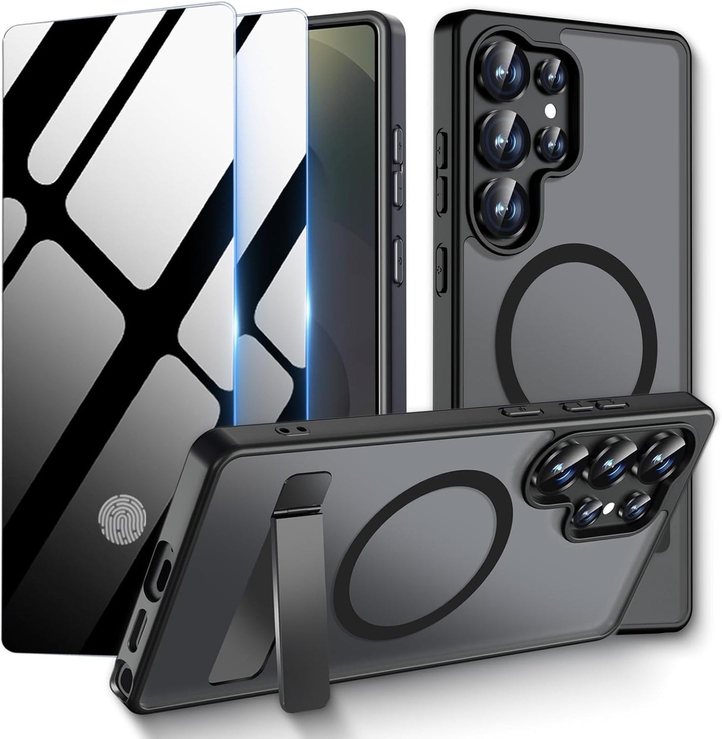 Magnetic Case for Samsung Galaxy S25 Ultra with 2 Privacy Screen Protector＆Foldi