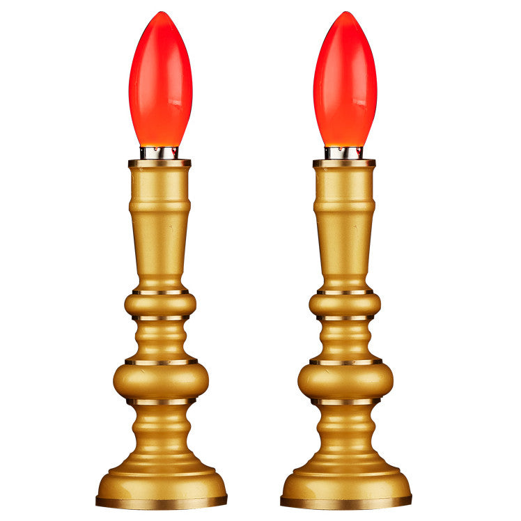1pair 21cm LED Buddha Copper Electric Lamp Candle Lamp Worship Buddhist Supplies