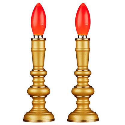 1pair 21cm LED Buddha Copper Electric Lamp Candle Lamp Worship Buddhist Supplies
