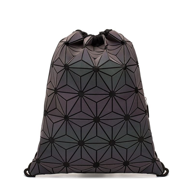 Drawstring Backpack Holographic Luminous Geometric Backpack School Bag 30*3*37CM