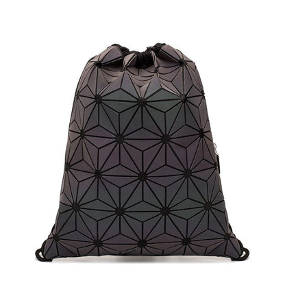 Drawstring Backpack Holographic Luminous Geometric Backpack School Bag 30*3*37CM