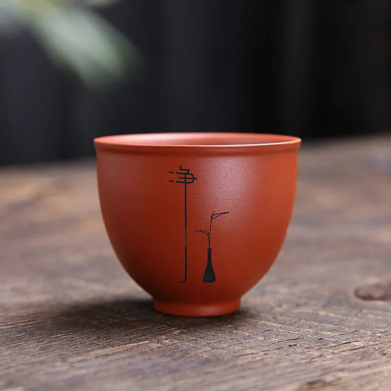 1Pc Yixing Handmade Purple Clay Teacup Dahongpao Tea Bowl Travel Portable