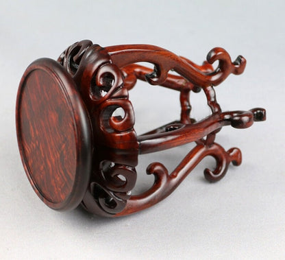 Rosewood Carved Fishbowl Display Stand Bonsai Teapot Stone Vase Flower Rack Base