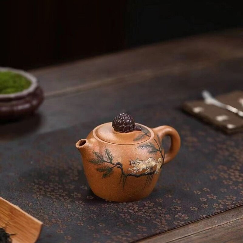 Handmade Tea Pot Marked Real Yixing Zisha Yellow Jiangpo Clay Master Pot 180ml