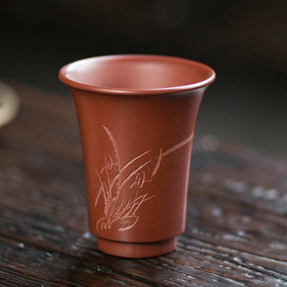 On Sales Chinese True Yixing Zisha Dahongpao Clay Tea Cup Orchid Carved Cup 80ml