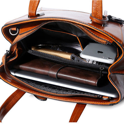Genuine Leather Women's Classic Handbag Crossbody Shoulder Bag Satchel Tote Bag