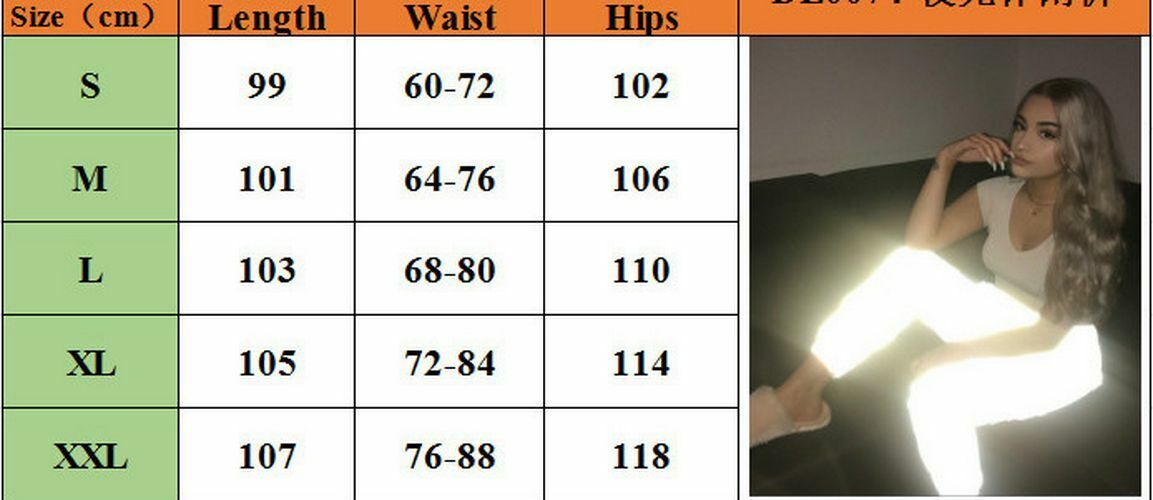 Women Pants Flash Reflective Jogger Casual Solid Streetwear Trousers High Waist