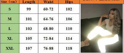 Women Pants Flash Reflective Jogger Casual Solid Streetwear Trousers High Waist