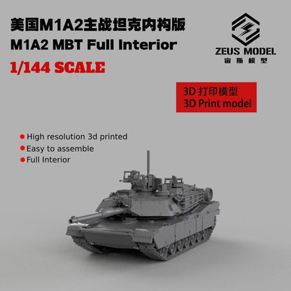 1/144 US M1A2 Main Battle Tank SEP V3+Trophy Defense System Model Kit 3D Printed