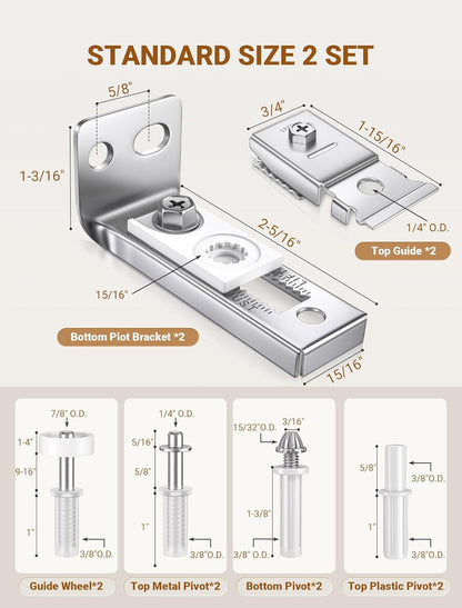 Bifold Door Hardware Repair Kit, 2 Set Bi-Fold Sliding Closet Doors Replacement