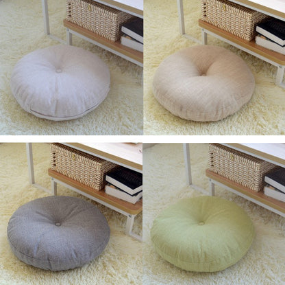Linen Floor Pillow Seating Cushion with Removable Zippered Cover Thick Round 18"