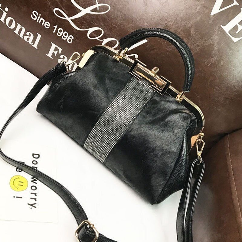 Soft Leather Purse Handbag Clip Fashion Shoulder Bag Messenger Pouch Cotton 1 PC